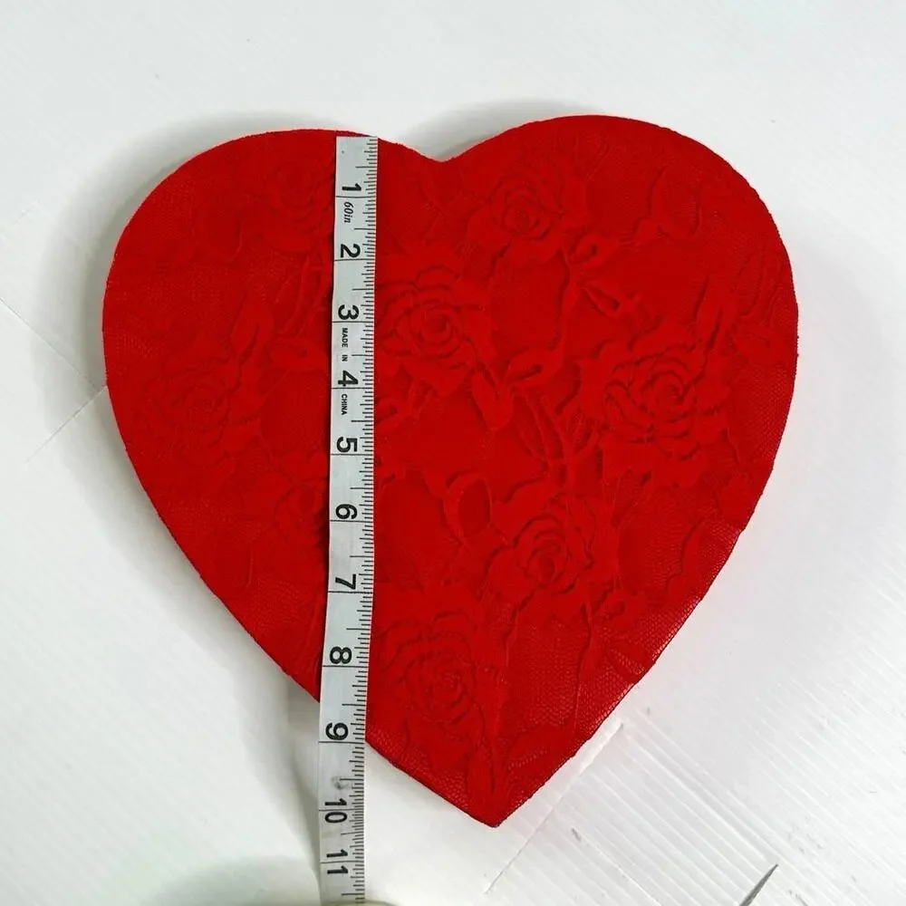 Red Heart Shaped‎ Fabric Rose Valentine Candy Gift Box